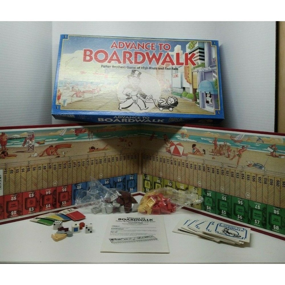 1985 ADVANCE TO BOARDWALK Parker Brothers Game of High Rises and Fast Falls